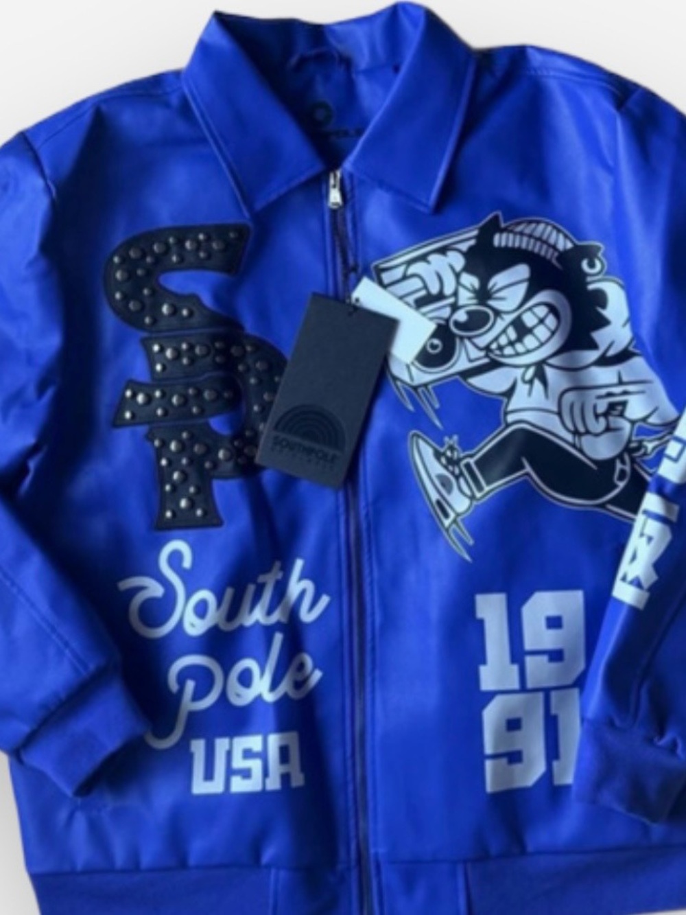 South Pole Royal Blue Graphic Zip-Up Bomber Jacket